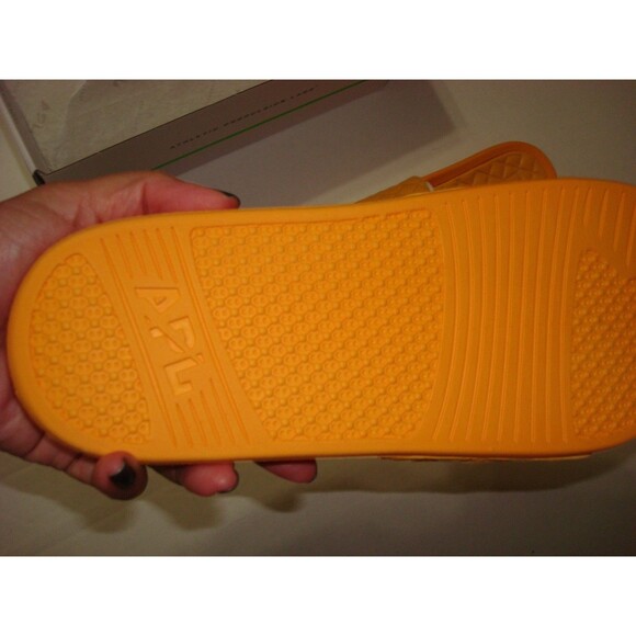 New NIB APL Leather Slides Mens 10 Lusso Shoes Orange Mango Womens 11 11.5 Quilt - Picture 4 of 5